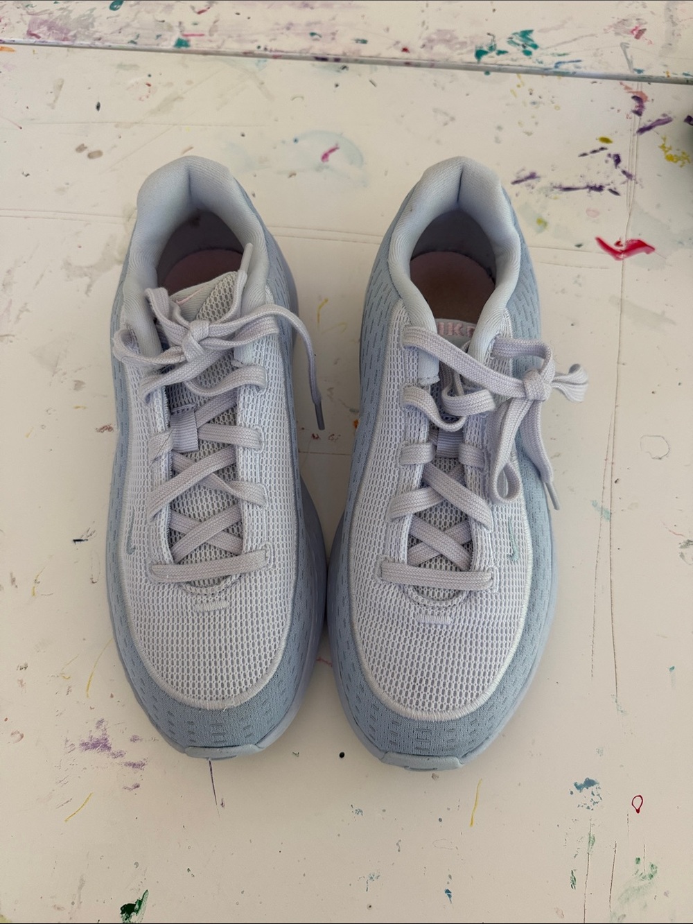 Nike Kids Light Blue and White Mesh Sneakers